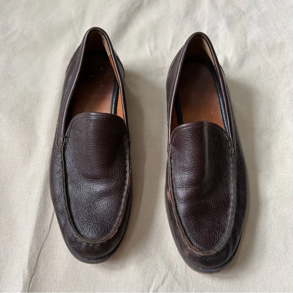 Coach Men's Size 9.5 D Thomas Brown Pebbled Leather Slip On Loafer Minimalist